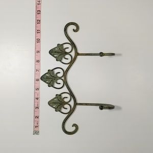 Green metal wall hooks hanging organization three seafoam mint rustic used